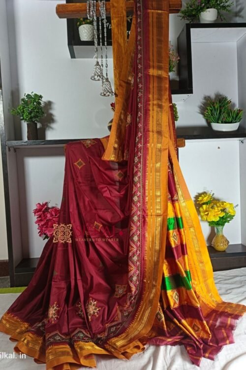 Ilkal Semi Silk With Kasuti Saree