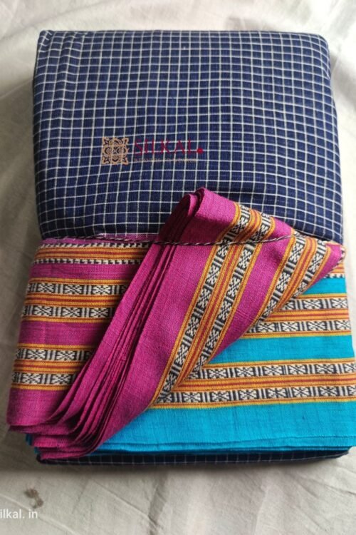 Patteda Anchu Pure Cotton With Gaadi Dhadi Border Saree