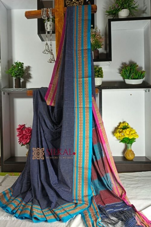 Patteda Anchu Pure Cotton With Gaadi Dhadi Border Saree