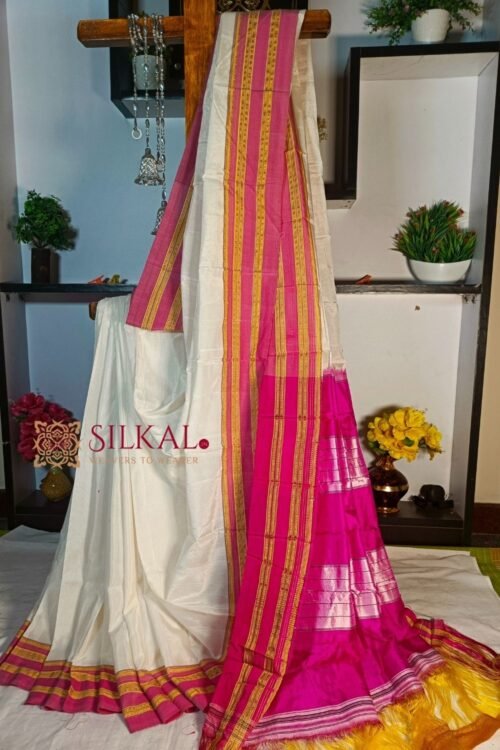Ilkal Handloom Viscose Cotton Silk Chikki Paras Border Saree