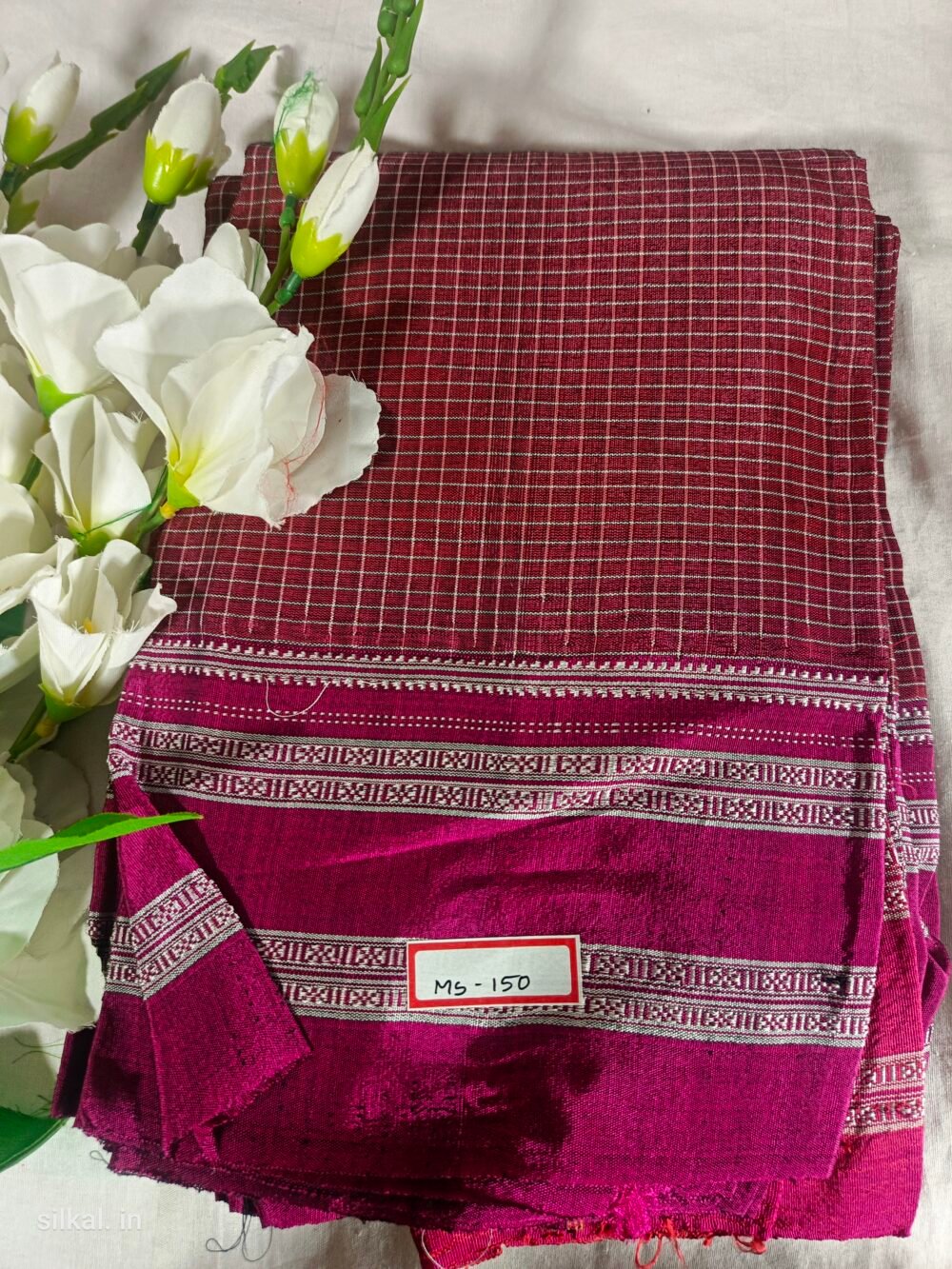 Ilkal Viscose Handloom Gayatri Border Checks Saree