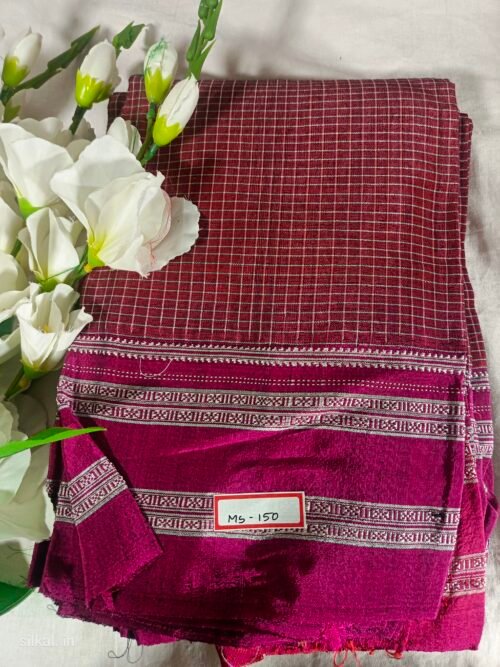 Ilkal Viscose Handloom Gayatri Border Checks Saree